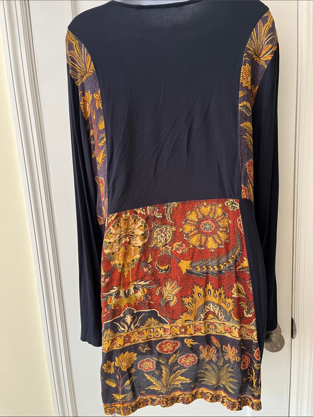 Soft Surroundings Tunic Top Embroidered Yoke Floral Women's XL Blue Multi Boho - Picture 6 of 16